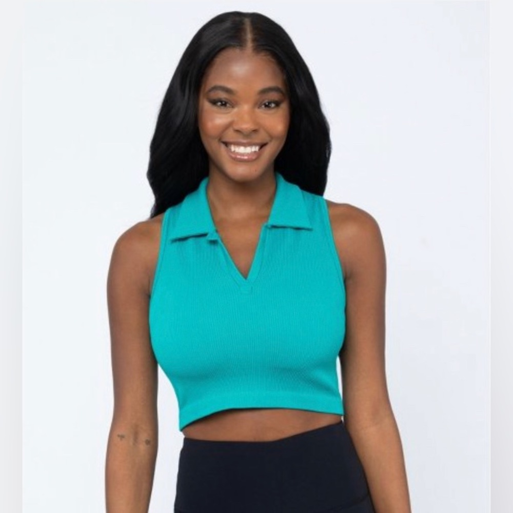 90 degree baseline seamless polo cropped tank